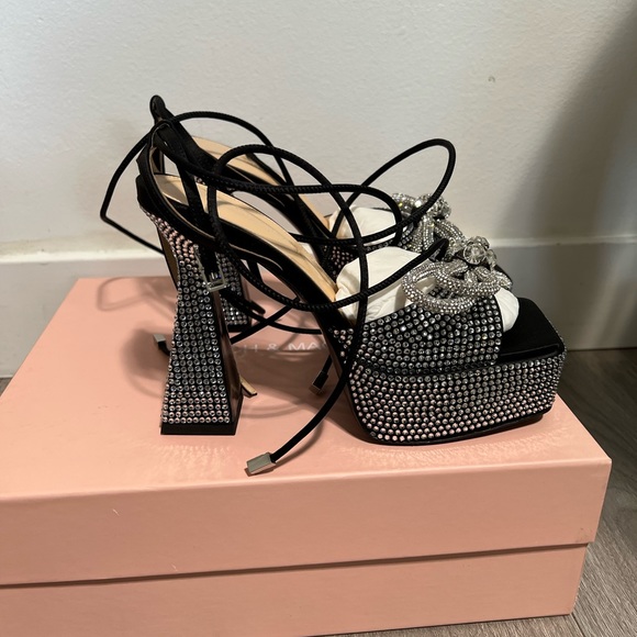 Mach & Mach Dbl bow sparkly square toe platform pumps - Picture 4 of 6